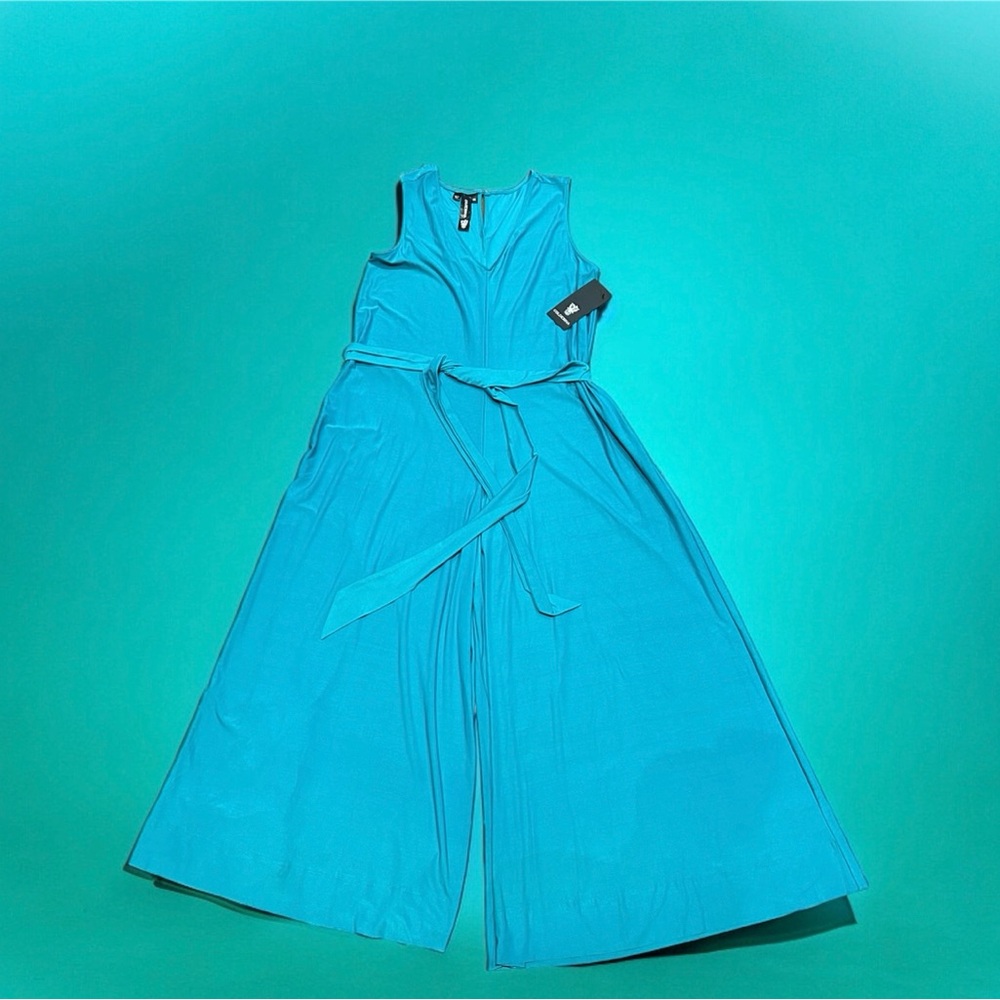 Coldesina Turquoise Wide Leg Sleeveless Jumpsuit